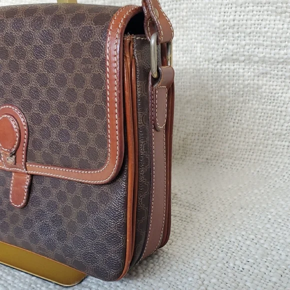 CELINE Brown Macadam Flap Crossbody Bag - Picture 7 of 17